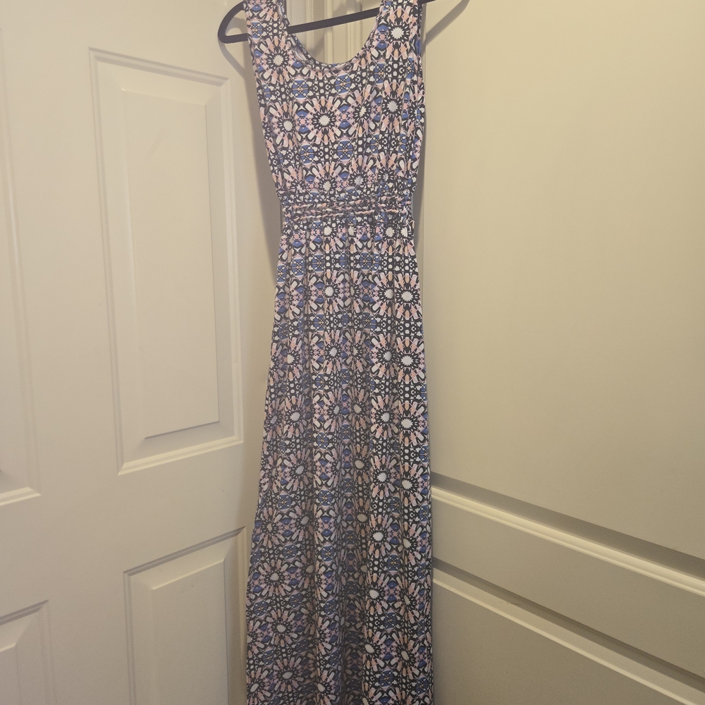 Xhilaration Blue and Pink Floral Maxi Dress